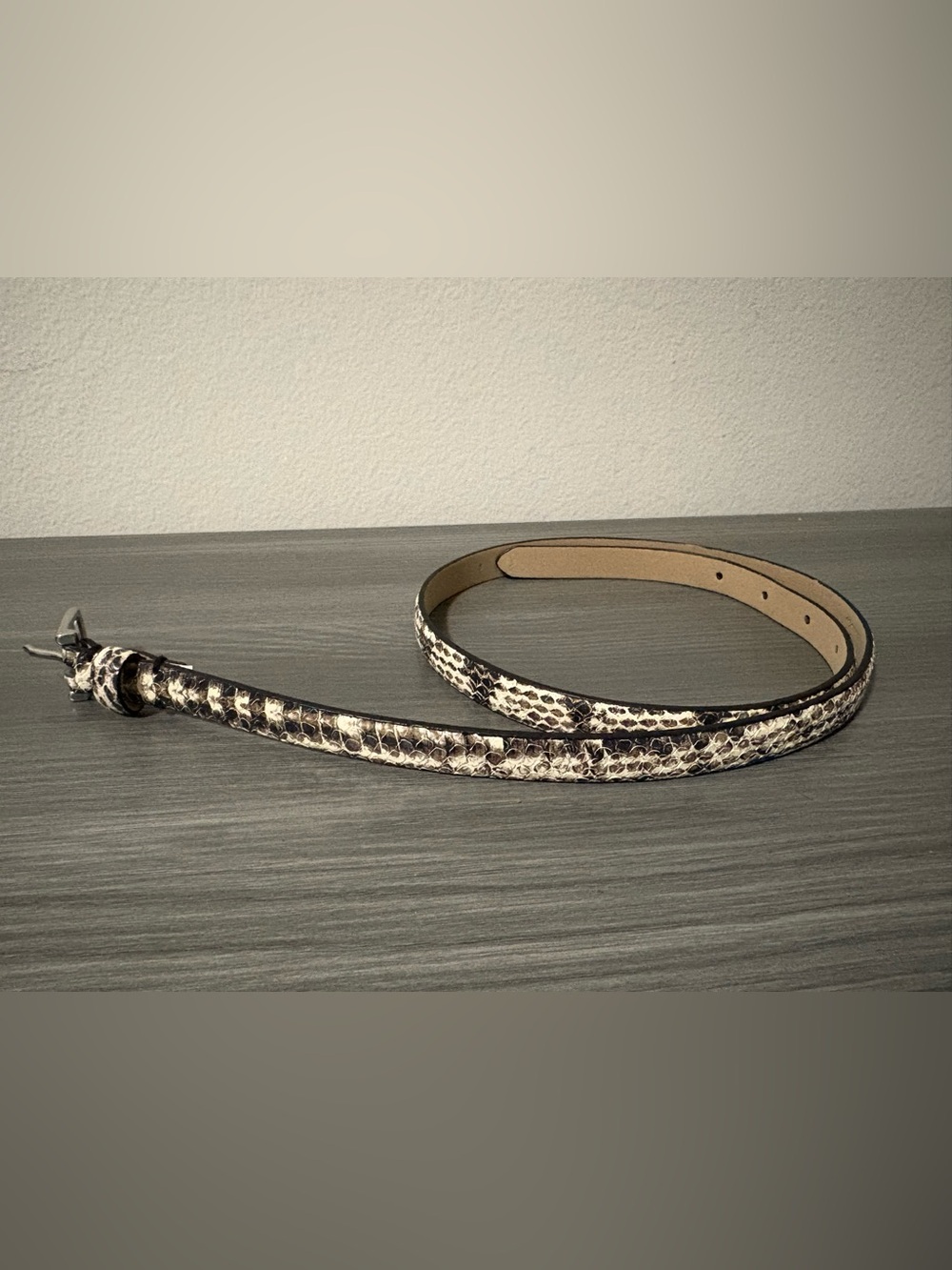 Talbots Leather Snake Print Skinny Belt Size Medium